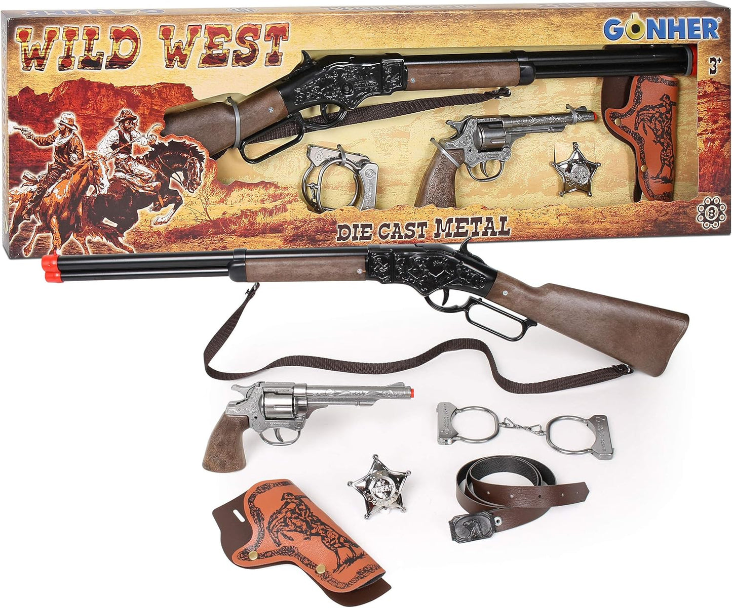 Pistolet à fusil Gonher-Set Cowboy, couleur argent, sans taille...
