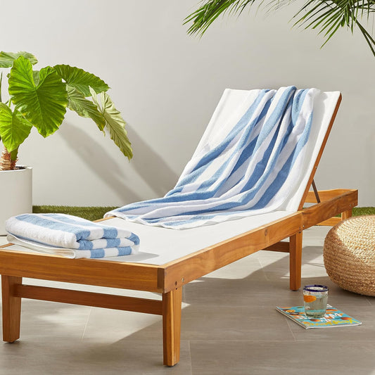 Amazon Basics Cabana Stripe Serviette de Plage, Bleu Clair, Lot de 1,...