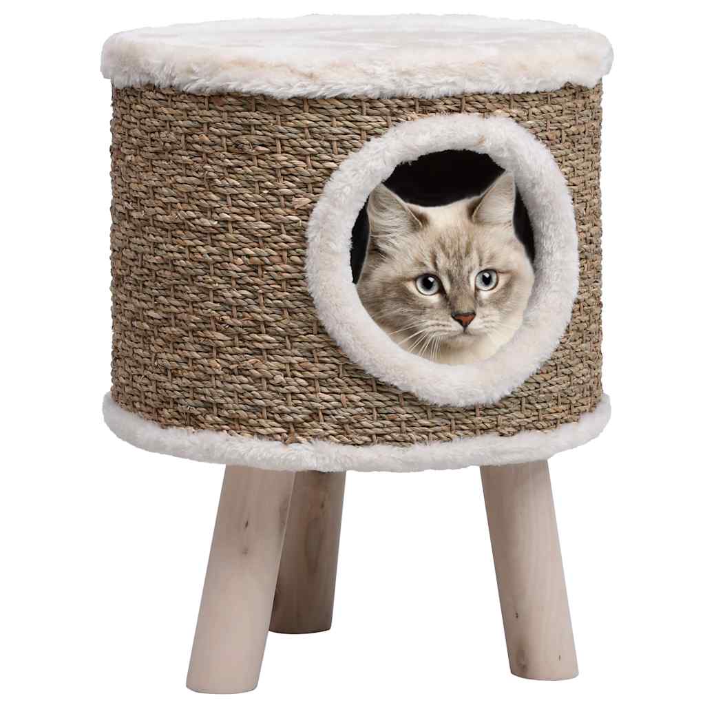 vidaXL Niche pour chat avec pieds en bois 41 cm Jonc de mer