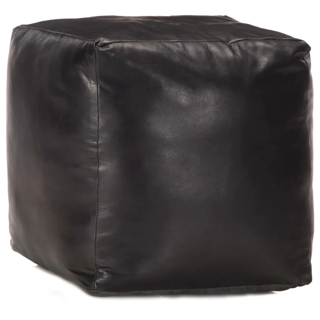 vidaXL Pouf Cuir de chèvre véritable Noir 40x40x40 cm