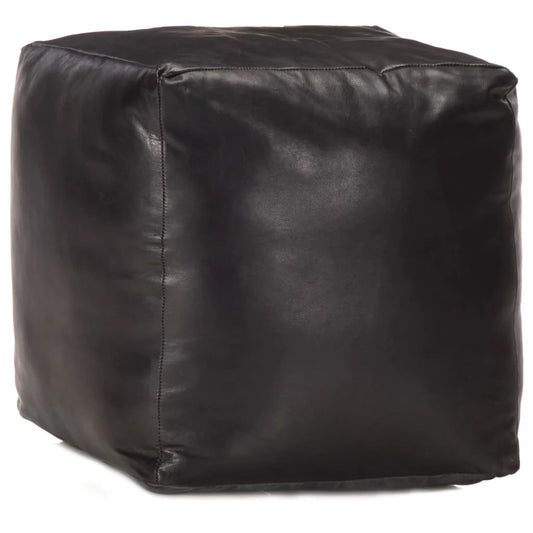 vidaXL Pouf Cuir de chèvre véritable Noir 40x40x40 cm
