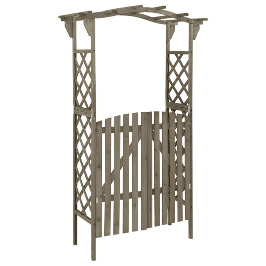 vidaXL Pergola avec porte en bois de sapin gris massif 116x40x204 cm