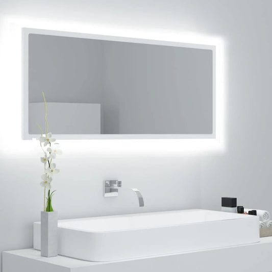 vidaXL Miroir de salle de bain LED en acrylique blanc 100x8,5x37 cm