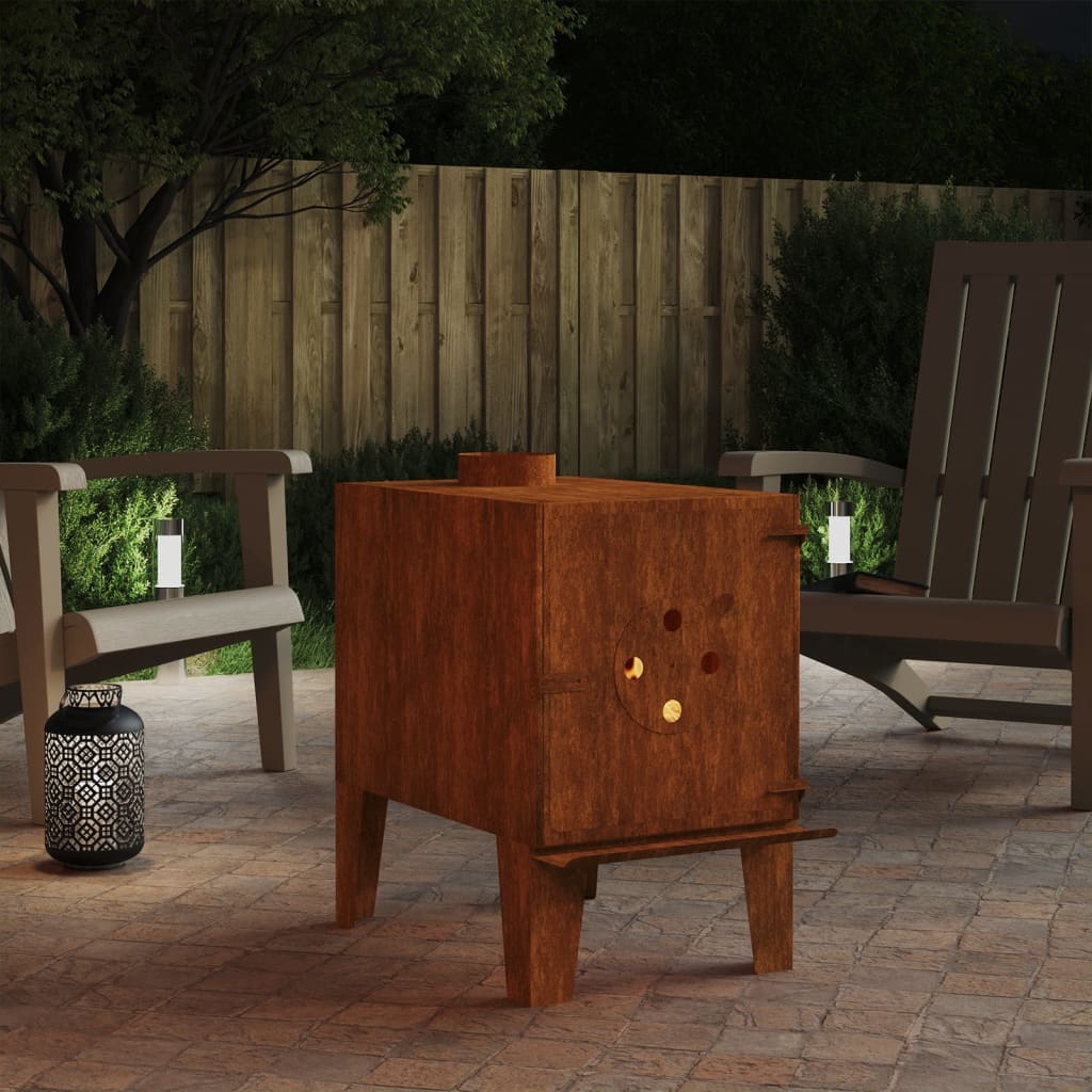 vidaXL Réchaud de camping Acier Corten 35x50x55 cm