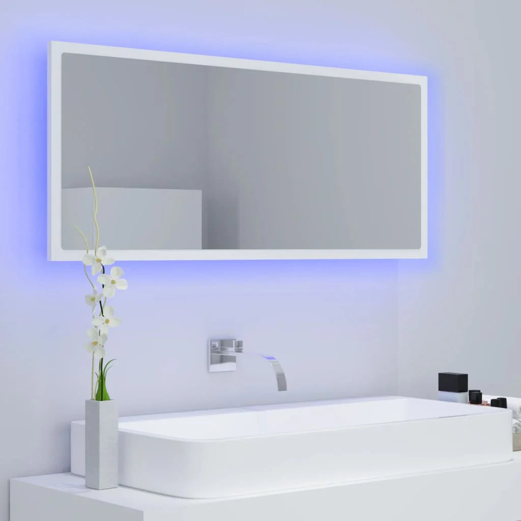 vidaXL Miroir de salle de bain LED en acrylique blanc 100x8,5x37 cm