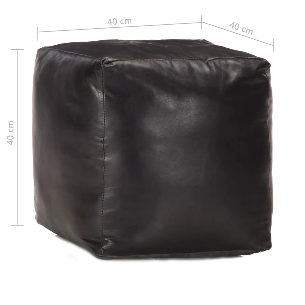 vidaXL Pouf Cuir de chèvre véritable Noir 40x40x40 cm