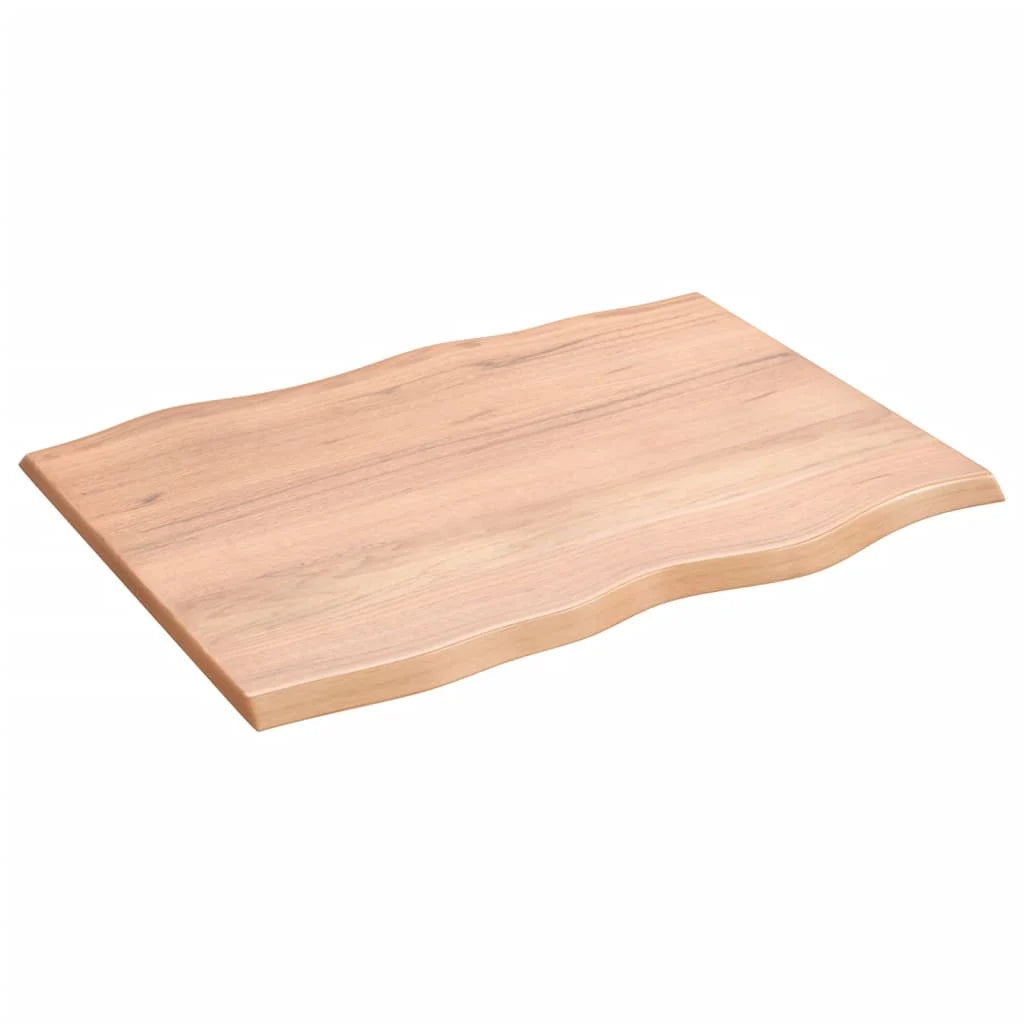 vidaXL Plateau de table Bois massif traité Chêne Live Edge Marron clair 80x60x2 cm
