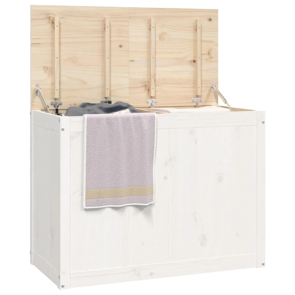 vidaXL Panier à linge Bois de pin blanc massif 88,5x44x66 cm
