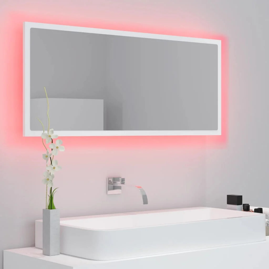 vidaXL Miroir de salle de bain LED en acrylique blanc 100x8,5x37 cm