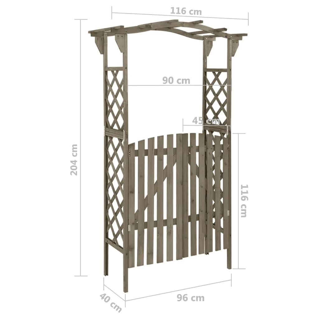 vidaXL Pergola avec porte en bois de sapin gris massif 116x40x204 cm